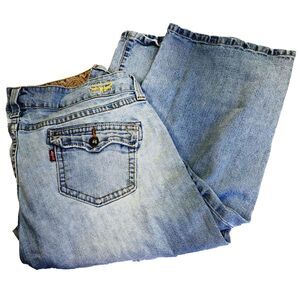 Levi's 504 Slouch Capri Jean 20 Womens Y2K High Waist Blue Wide Leg Denim Hippie